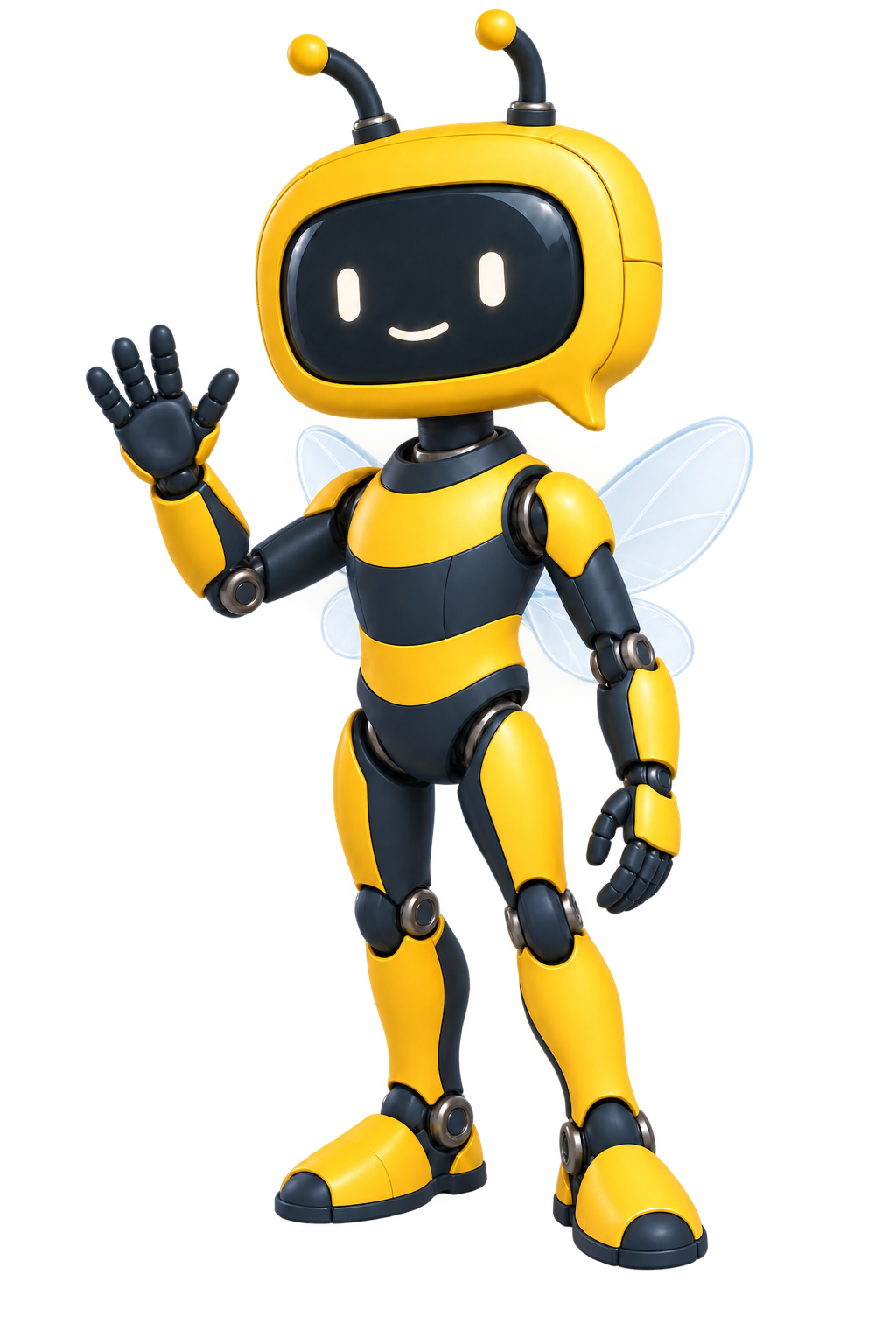 Bee, a assistente robótica da BeZap, dando boas-vindas